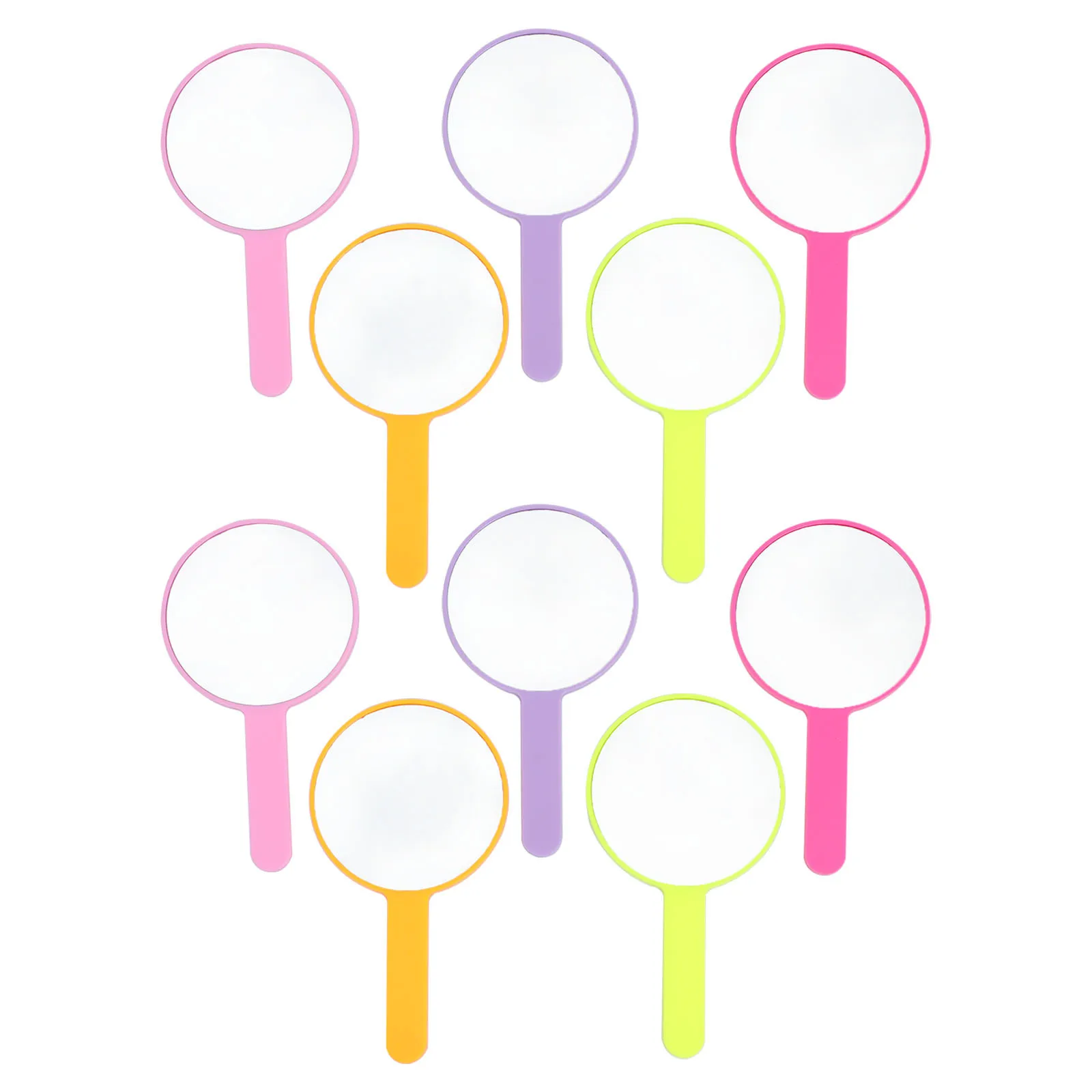 10 stuks draagbare ronde spiegels draagbare make-up compacte spiegel reizen enkelzijdige make-upspiegel handvat lichtgewicht gemakkelijk