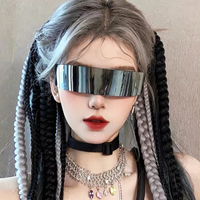 Futuristic Narrow Cyclops Visor Sunglasses Laser Eyeglasses UV400 Personality Mirrored Lens Costume Eyewear Men Sun Glasses
