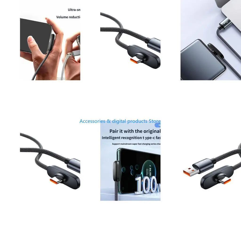 77JD 100W Fast Charging Cable L Aluminum Shell For Mobile Gaming And Data Transfer