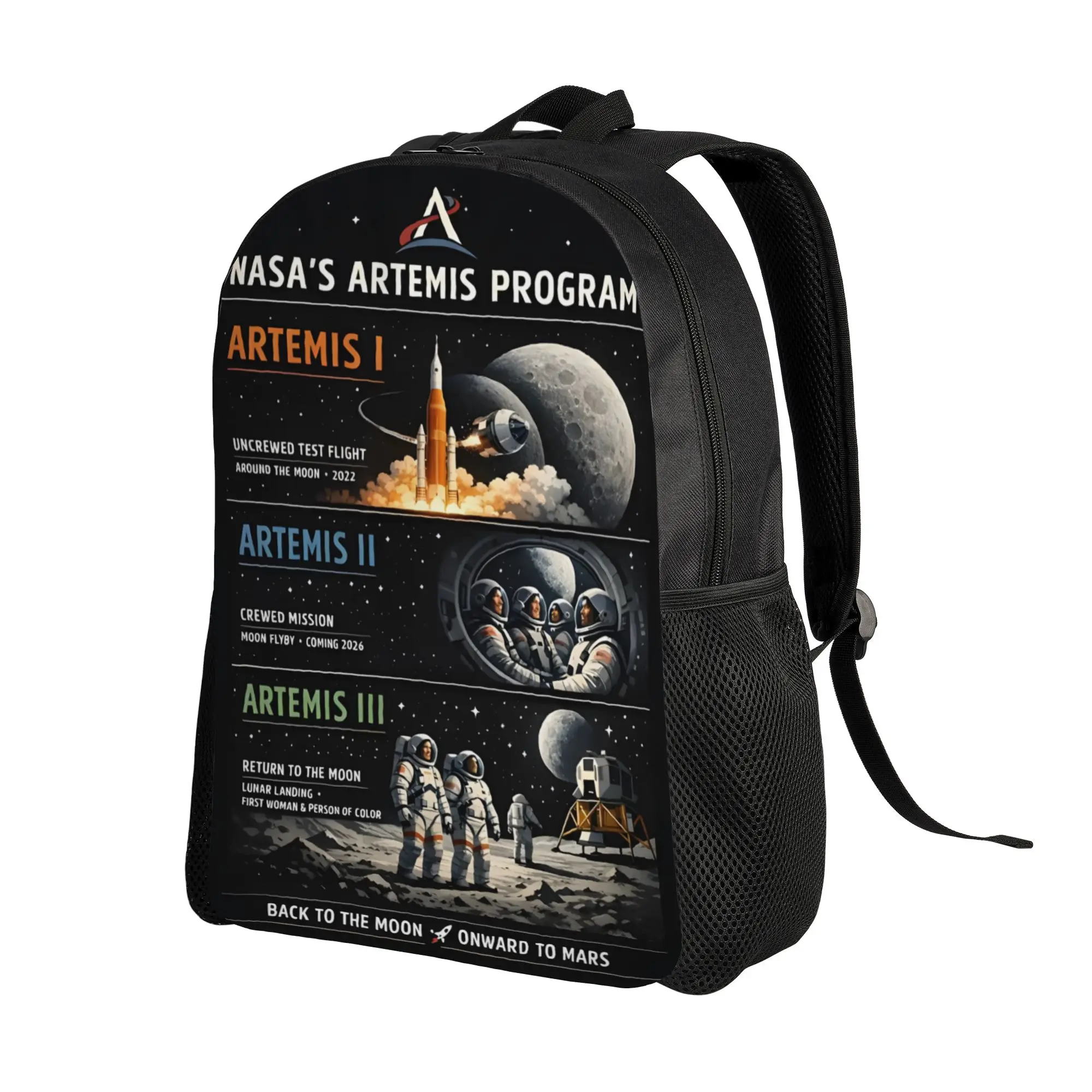 1Piece Lunar Exploration New School Year Storage Bag Artemis Moon Landing High School Students  Backpack