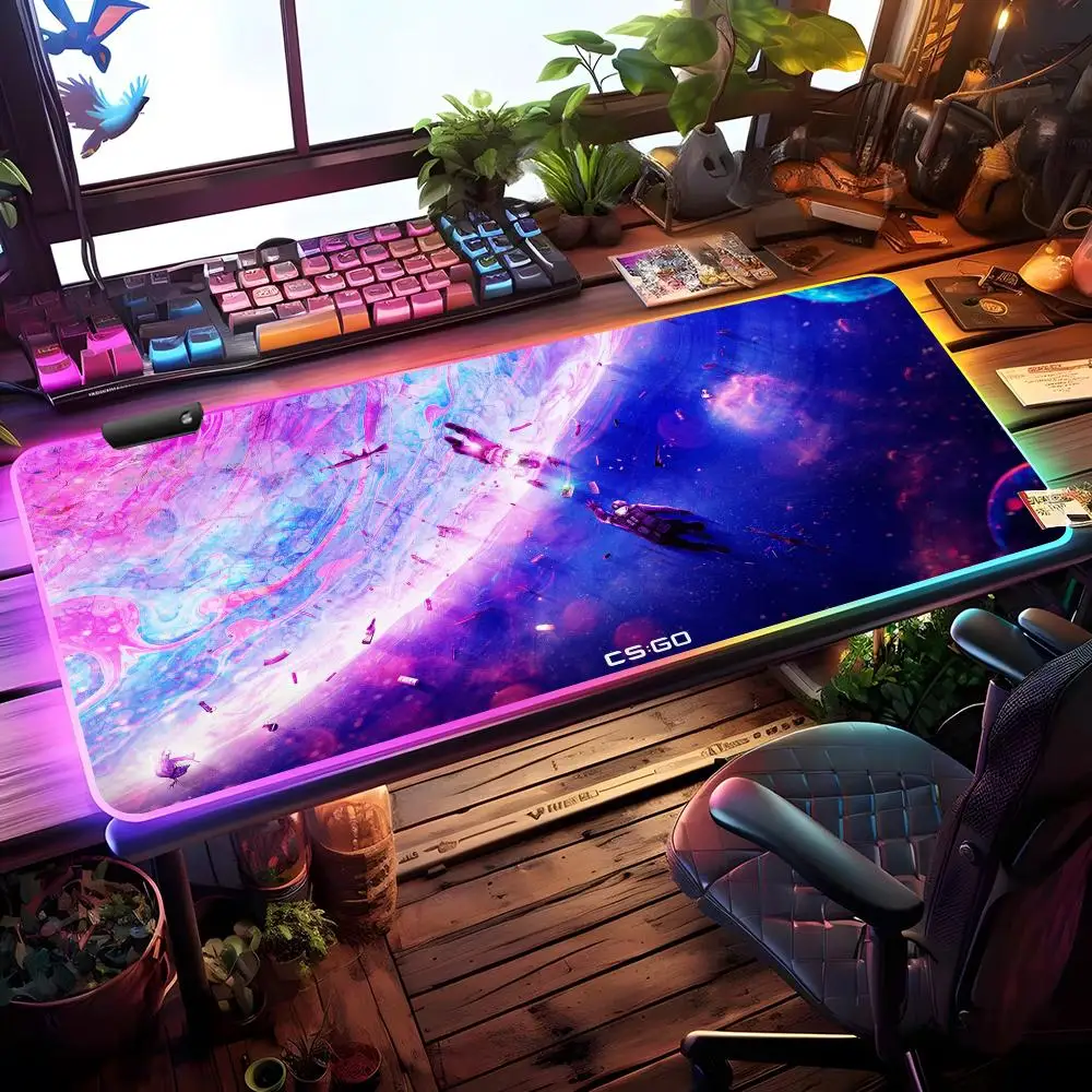 

CS GO Guns Mouse Pad RGB Gaming Mouse Pad Desk Mat HD Gamer Large LED Light XXL MousePads