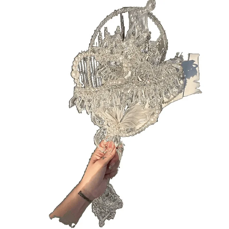 

Wedding scepter hand bouquet white bridal wedding hand bouquet premium DIY material package