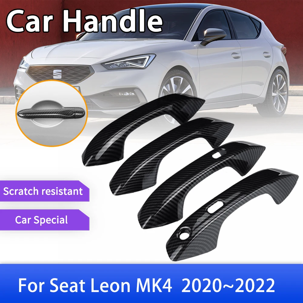 

Carbon Fiber Door Handle Cover for Seat Leon MK4 KL1 KL8 2020 2021 2022 Car External Protective Accessories Gadget Style Sticker