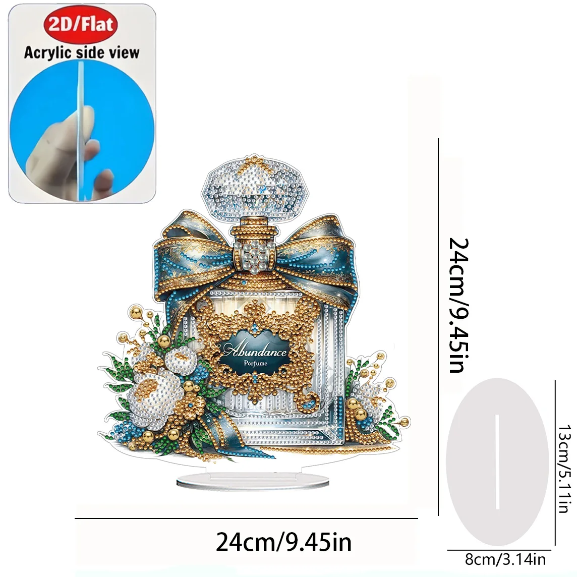 2D Flat 1pc Perfume Bottle Figurine Acrylic Welcome Plaque Diamond Painting Desktop Ornament Set, Shiny Wall Decor, Holiday Gift