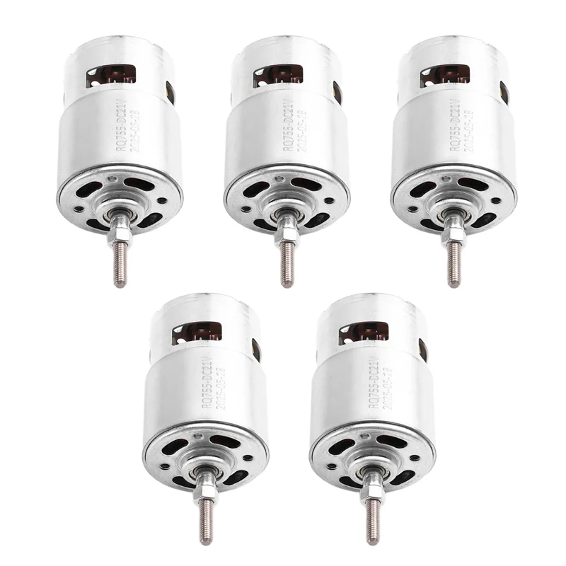 ABDJ-5Pcs 755 DC Motor For Weed Trimmer 21V Grass Cutter Motor With Long Shaft For Efficient Weed Cutting And Trimming
