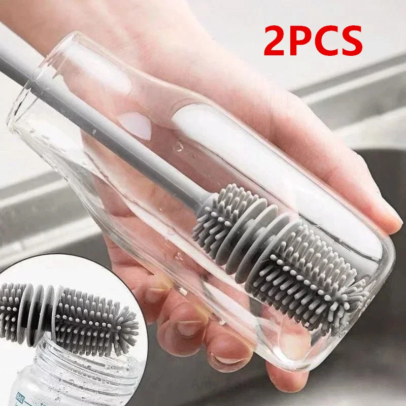 

Silicone Cup Brush Cup Scrubber Glass Cleaner Kitchen Cleaning Tool Long Handle Drink Wineglass Bottle Glass Cup Cleaning Brush