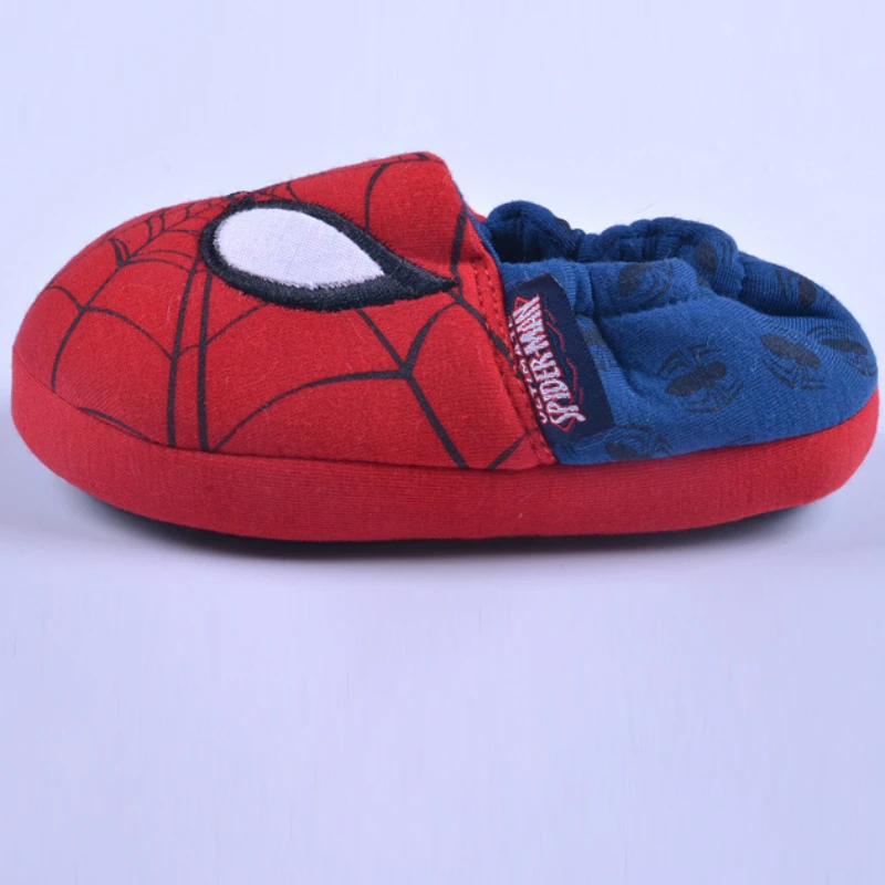 Disney-Zapatillas de casa de Interior para padres e hijos, zapatos antideslizantes de algodón con tacón, transpirables, Color Rojo