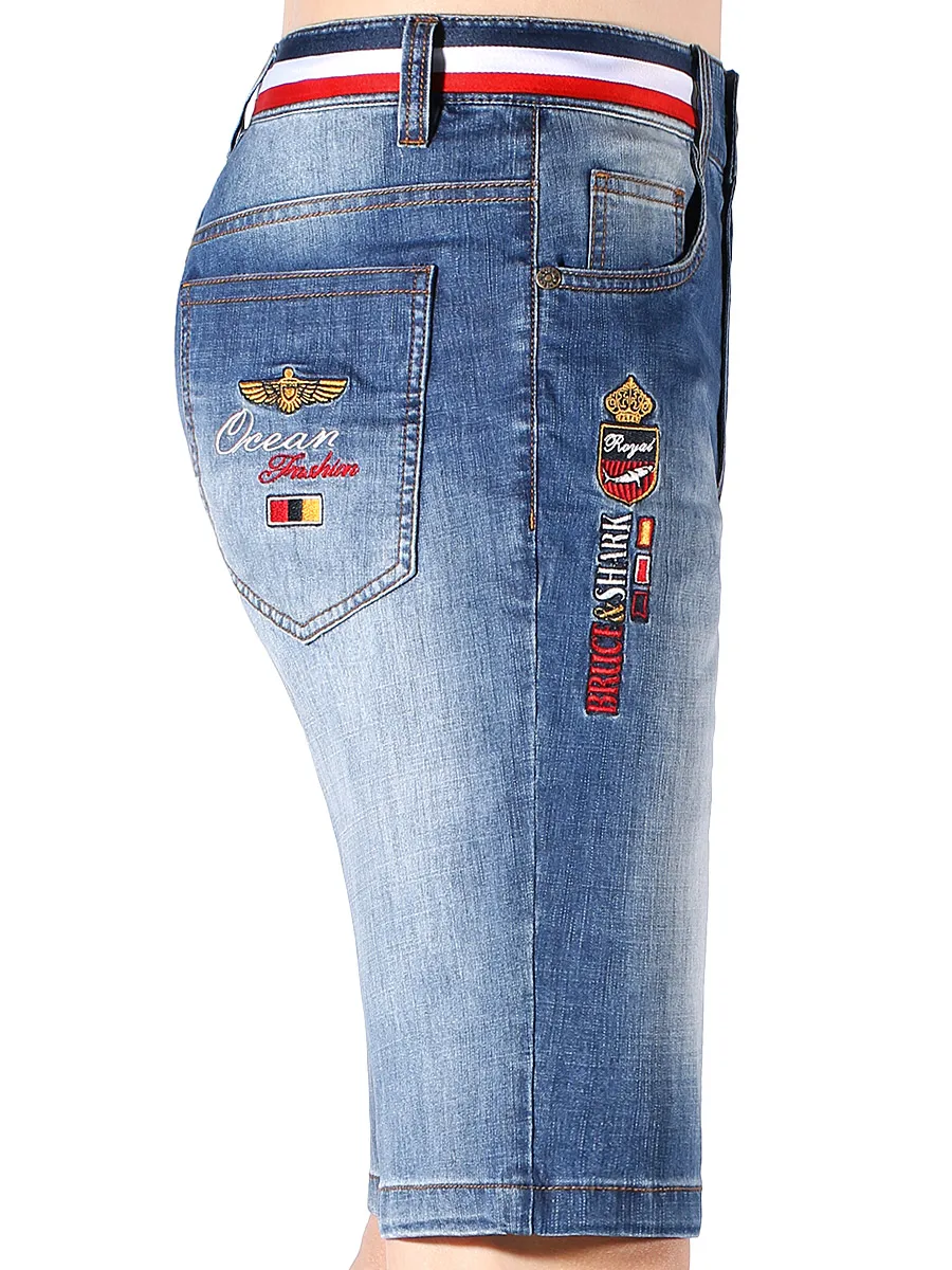 جينز رجالي صيفي 2024 فضفاض مناسب بأرجل مستقيمة ومطرز بروس آند أورك فايون أوربان سلي قابل للتنفس خفيف الوزن من قماش الدنيم