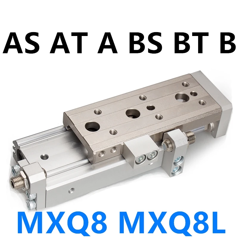 MXQ8 MXQ8L SMC Type 10-75 A AS AT B BS BT MXQ Table Dual Rod Rail Slide Air Pneumatic Cylinder