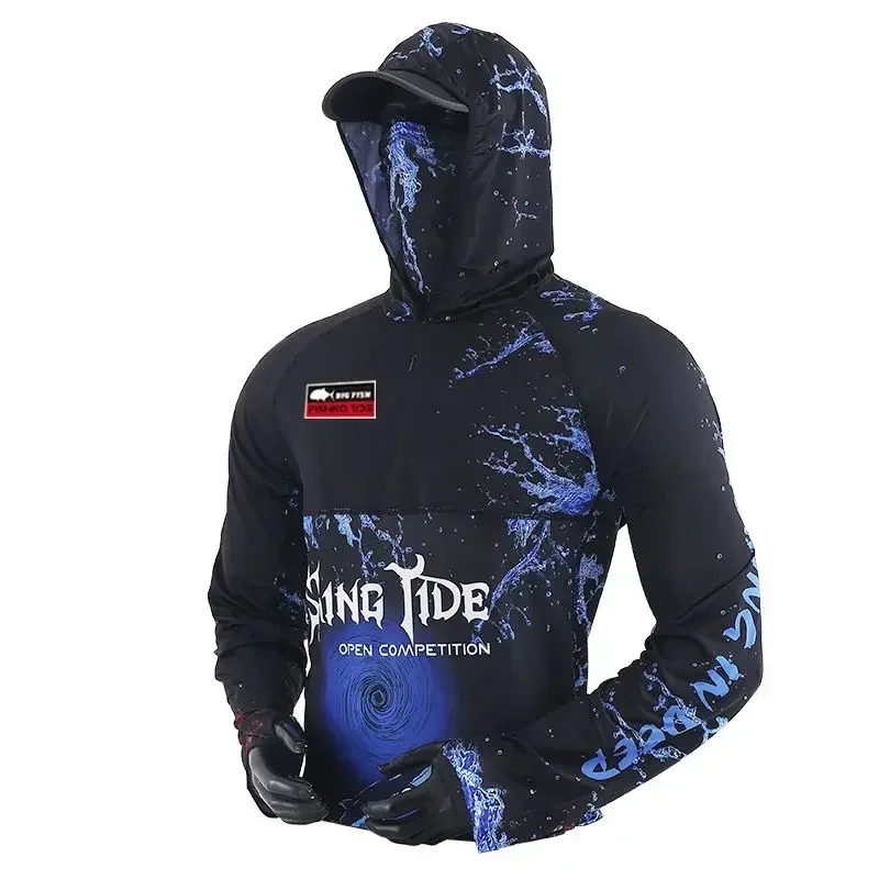 Water and Fire Fishing Suit Men\'s Summer Thin Cool Fishing Shirt with Face Cover Quick Dry Breathable Fishing Clothes Set