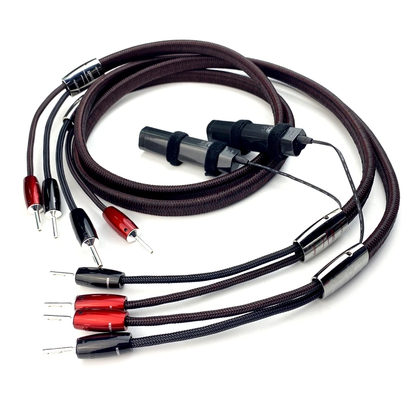 1Pair Comet Speaker Cable Silver Plated Banana Plug HiFi Audio Line Y Spade Connector with 72V Battery