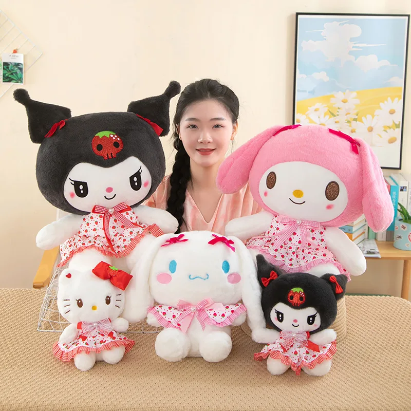 Sanrio Kawali Kuromi Hello Kitty My Melody Cinnamoroll almohada juguetes de peluche llavero muñeca de peluche para niños regalo de Navidad