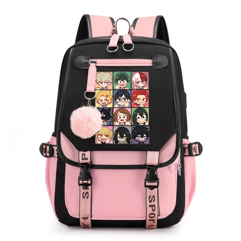 Fashion Backpack Hot Anime Cartoon Deku Todoroki Shoto Bakugou Katsuki Printing Backpack Girls School Bags Women Men Backpack