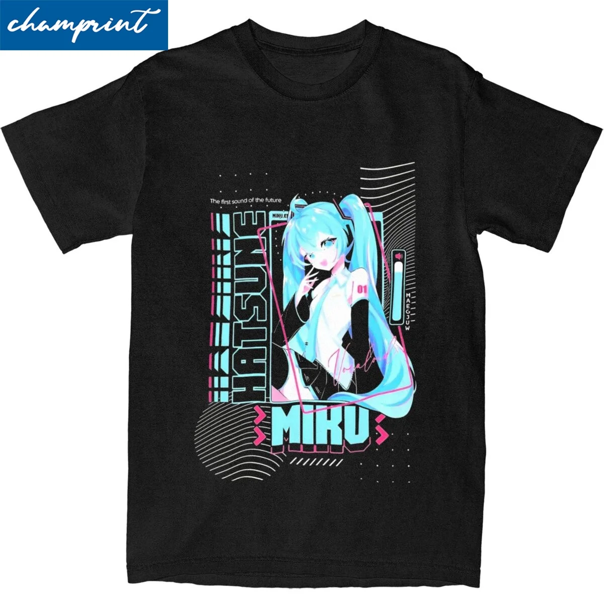 Men Women's Anime Hatsune Miku Music T Shirts Cotton Clothing Vintage Short Sleeve Round Collar Tees Gift Idea T-Shirt