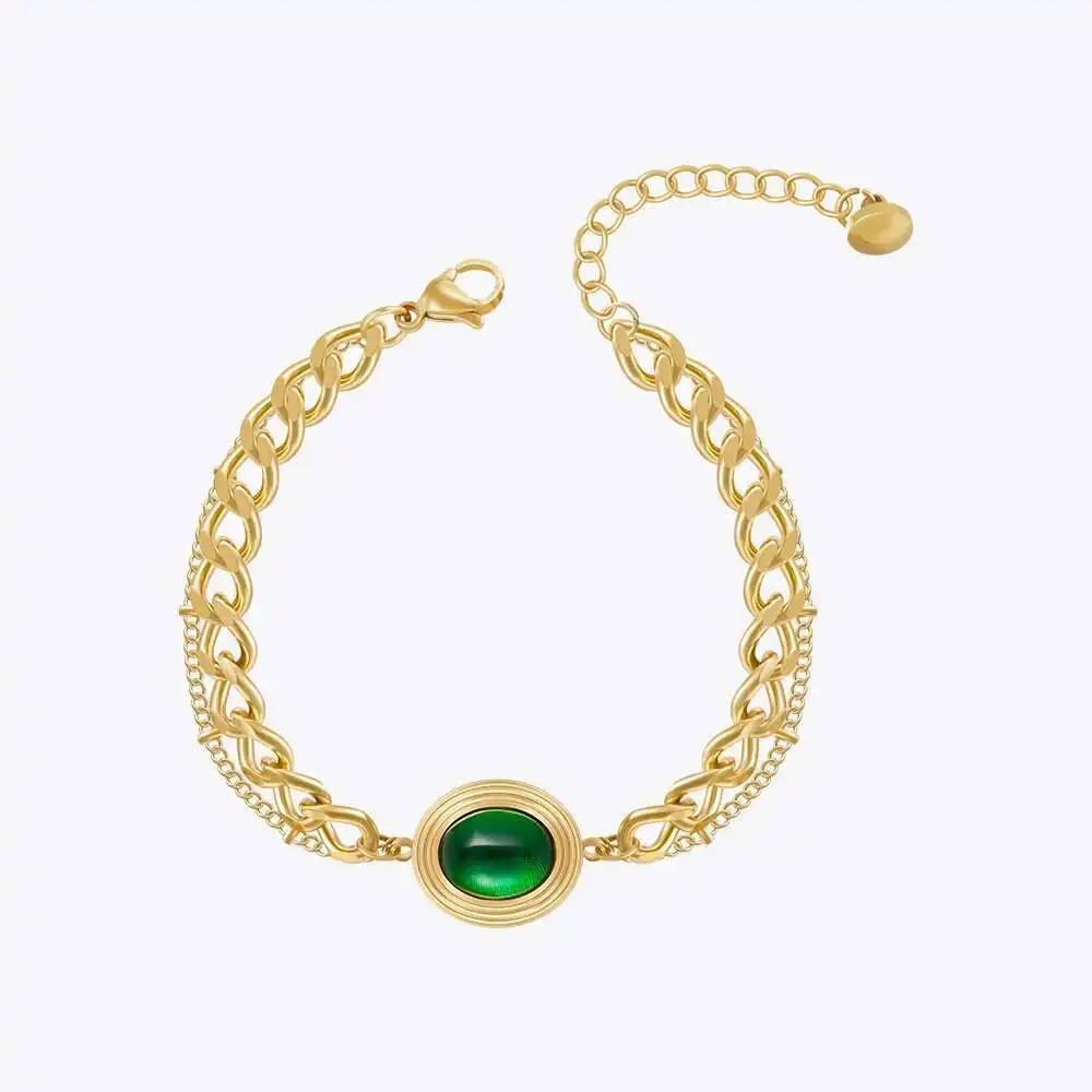 

ENFASHION Pulseras Vintage Oval Ziron Chain Bracelet For Women Stainless Steel Fashion 18k Plated Jewelry Elegant Gift B232353