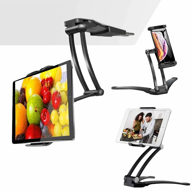 Aluminum Kitchen Tablet Stand Flodable Adjustable 5-13 Inches Tablet Phone Desktop Mount for iPad Pro 12.9