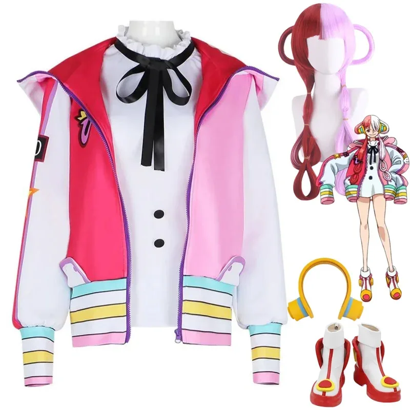 أنيمي أوتا فيلم الأحمر ابنة شانكس تأثيري حلي شعر مستعار معطف قميص موحد سماعة أحذية امرأة مثير لطيف كرنفال حفلة Uit