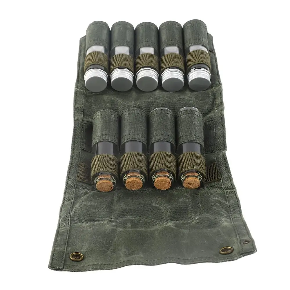 Bolsa de Especias Portátil de Lona Resistente, 9 Piezas, Mini Tubo Multiusos, Contenedor de Especias, Kit de Especias para Viajes, Camping y Cocina