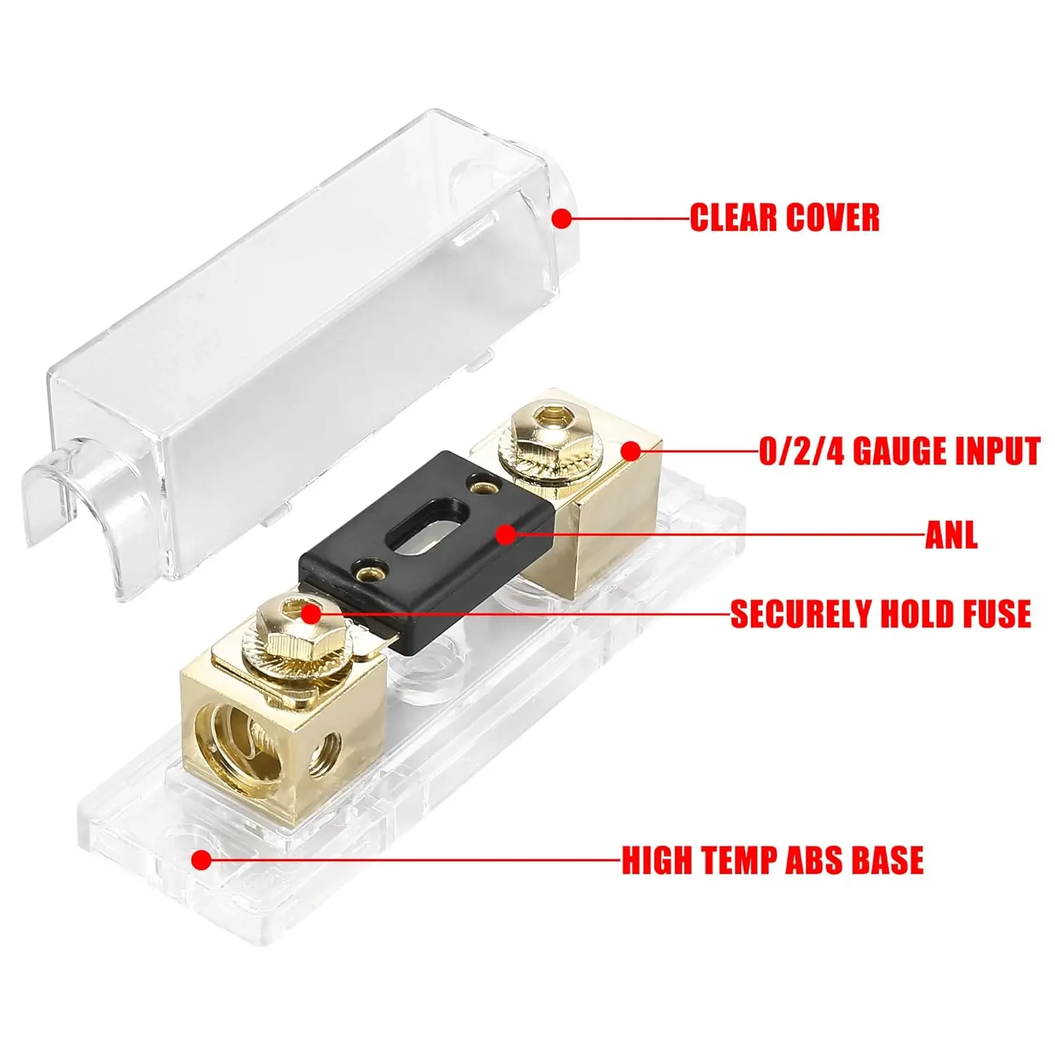 For 0 2 4 AWG Cables ANL Fuse Holder with Electrical Protected Insulating Cover for car Audio Amplifier High Current Application