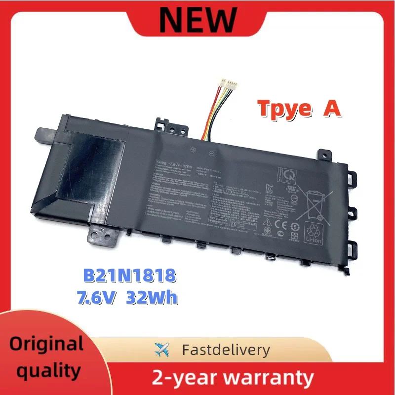 New 7.7V 37Wh B21N1818 C21N1818 Laptop Battery For Asus VivoBook 14 15 17 X412DA X512DA X712FA Y5200F S512DK F512DA V4000F U4100