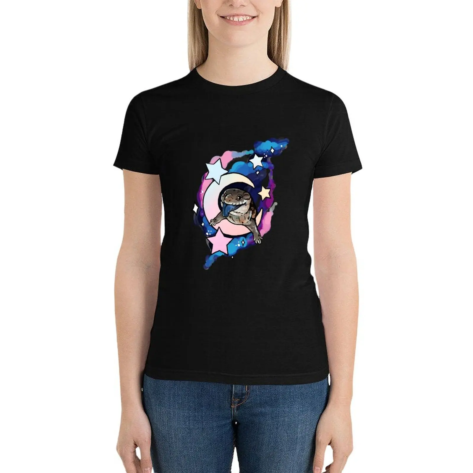 

Galaxy Blue Tongue Skink T-Shirt cute tops tees Women t shirt