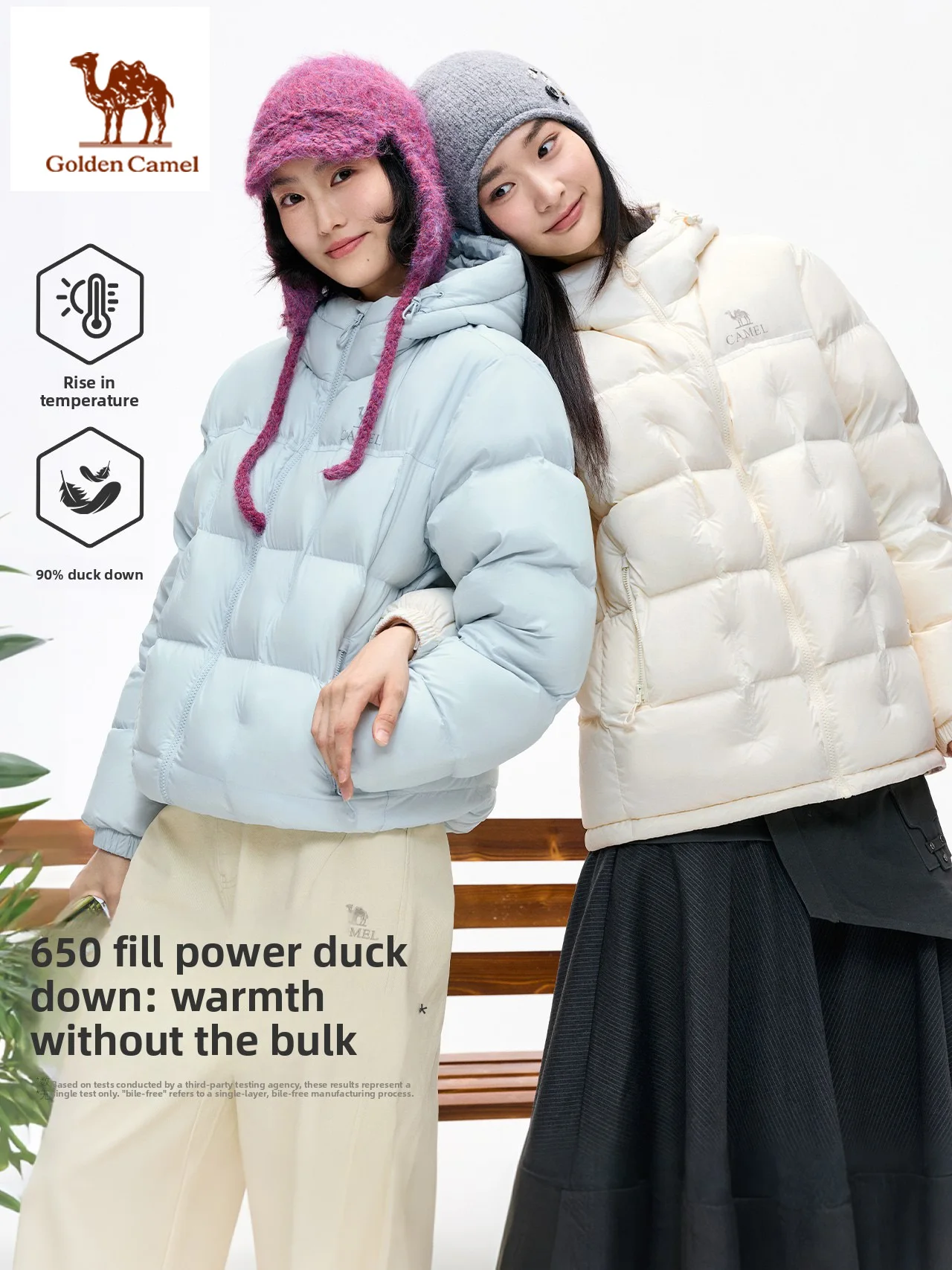 Golden Camel Winter Women Down Jacket Ultralight Warm Waterproof Quick Dry 650FP Duck's Down Hooded Outdoor Camping Hiking Coats