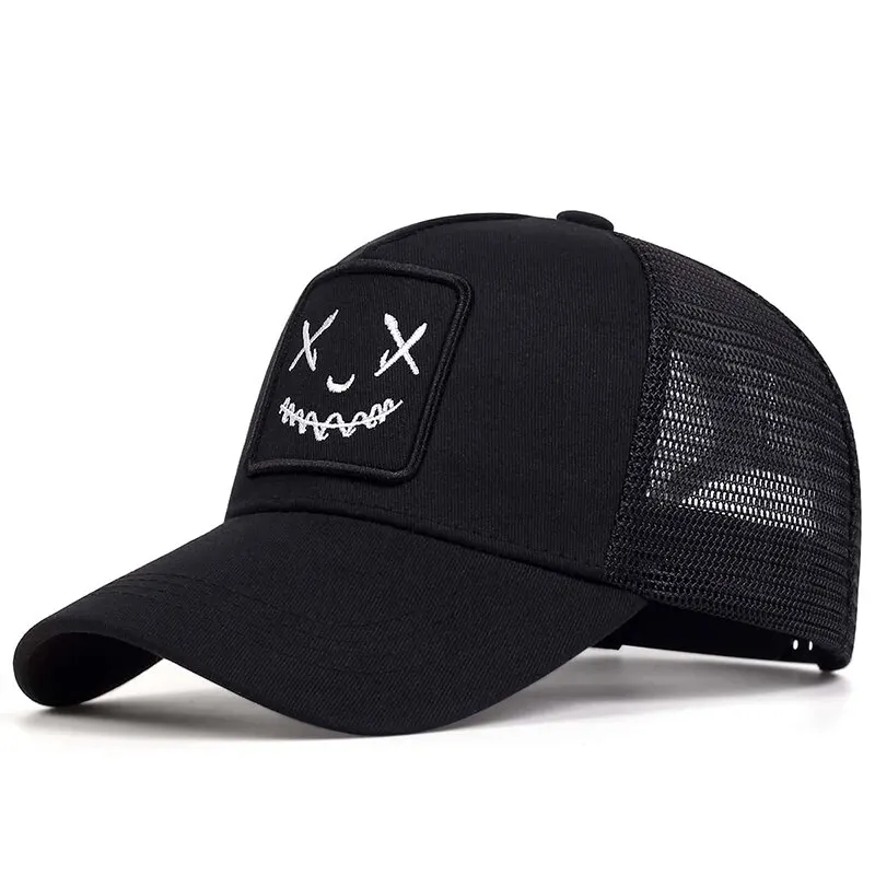 Unisex Ghost Face Embroidery Baseball Net Caps Spring and Summer Outdoor Adjustable Casual Hats Sunscreen Hat