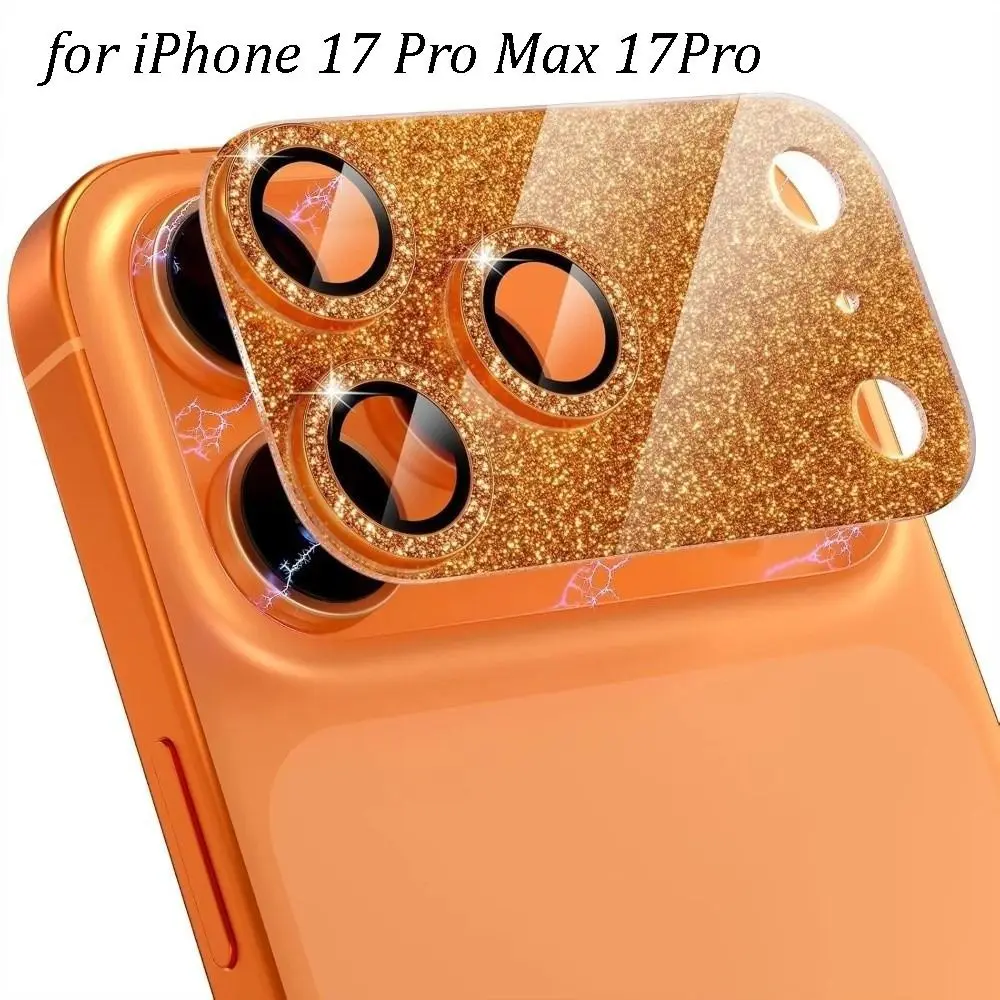 بلينغ كامل بريق عدسة حامي المعادن الزجاج المقسى غطاء كامل غطاء عدسة الكاميرا المضادة للخدش آيفون 17Pro/17 برو ماكس