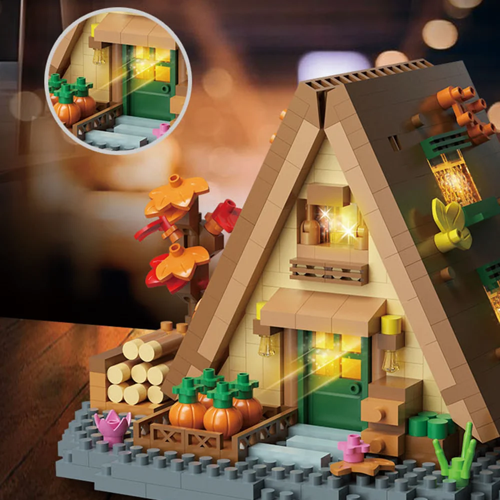 Creatieve straatbeeld bouwmodel bouwstenen bos boomhut puzzel windmolen boomhut decoratie speelgoed
