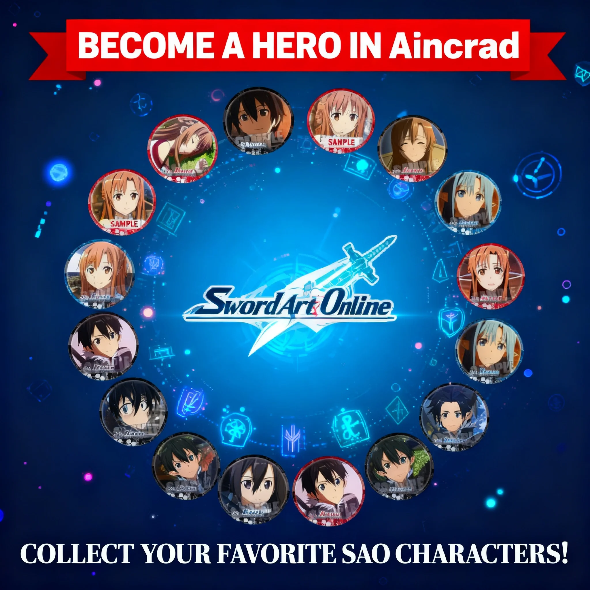 

Anime Sword Art Online Badge Kirito Asuna Yuki Asuna Anime Merchandise Pin Brooch Q Version Cute Collectible Gift Cosplay