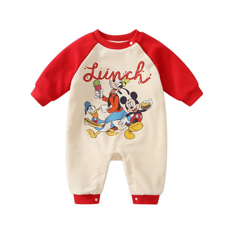 

MINISO Mickey New Baby Boy Winter Wear Thickened Kids Clothes Warm Newborn Outfit Infant Rompers Soft Cotton 0-1 years Bodysuits