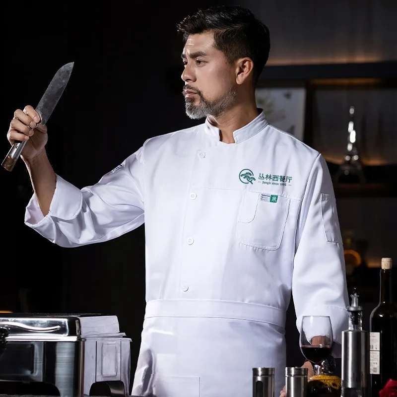 Chef vêtements de travail à manches longues automne hiver Restaurant Cuisine Cuisine occidentale Cuisine restauration cantine cuisson gâteau pain vêtements