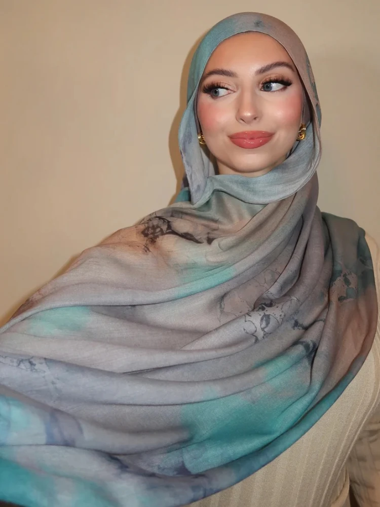 New Watercolor Hijabs for Women Scarf Bandana Headband Vintage Luxury Beach 180cm Long Handkerchief Bohemia Muslim Accessories