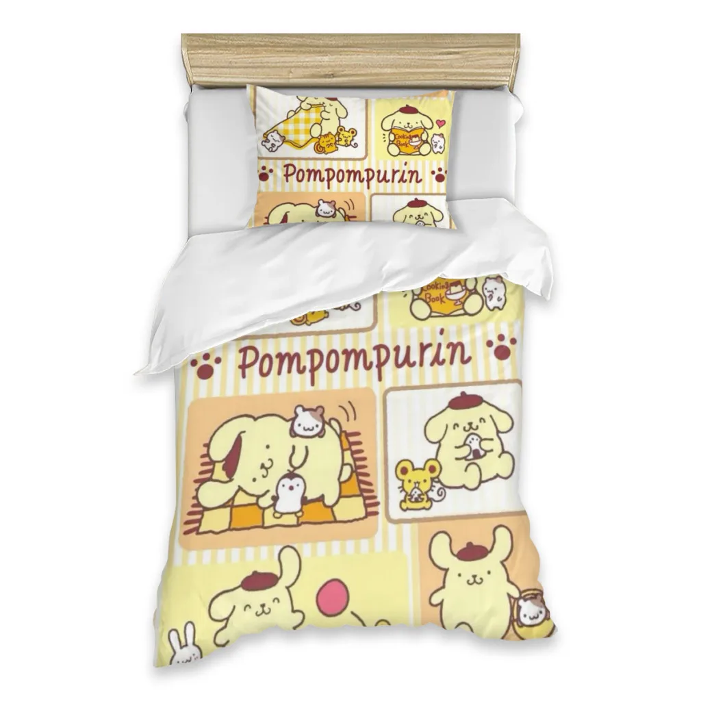 

Sanrio Pompompurin Bed Sheets Set Comforter Quilt Cover Duvets Single Bedding