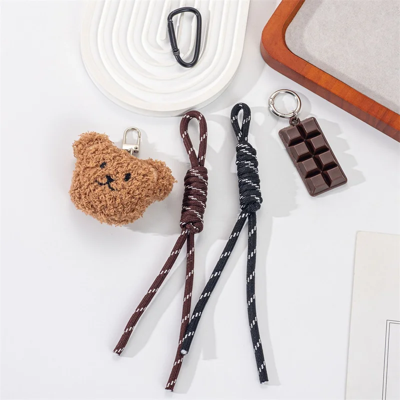 Y2K Braided Rope Bag Pendant High-grade Cute Plush Bear Keychain Pendant Fashion Bag Accessories for Women