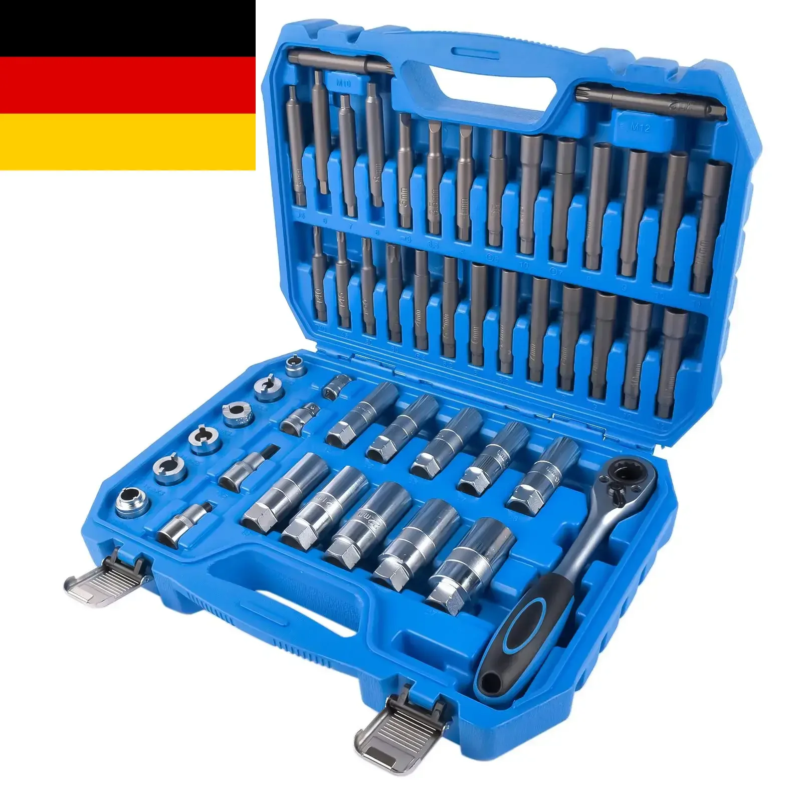 Image of AP03 50-teiliges Werkzeugset zum Entfernen von Lenkungsmuttern und Federbeinmuttern, Durchgangssteckschlüssel-Set für Ford, VW, Seat, Fiat