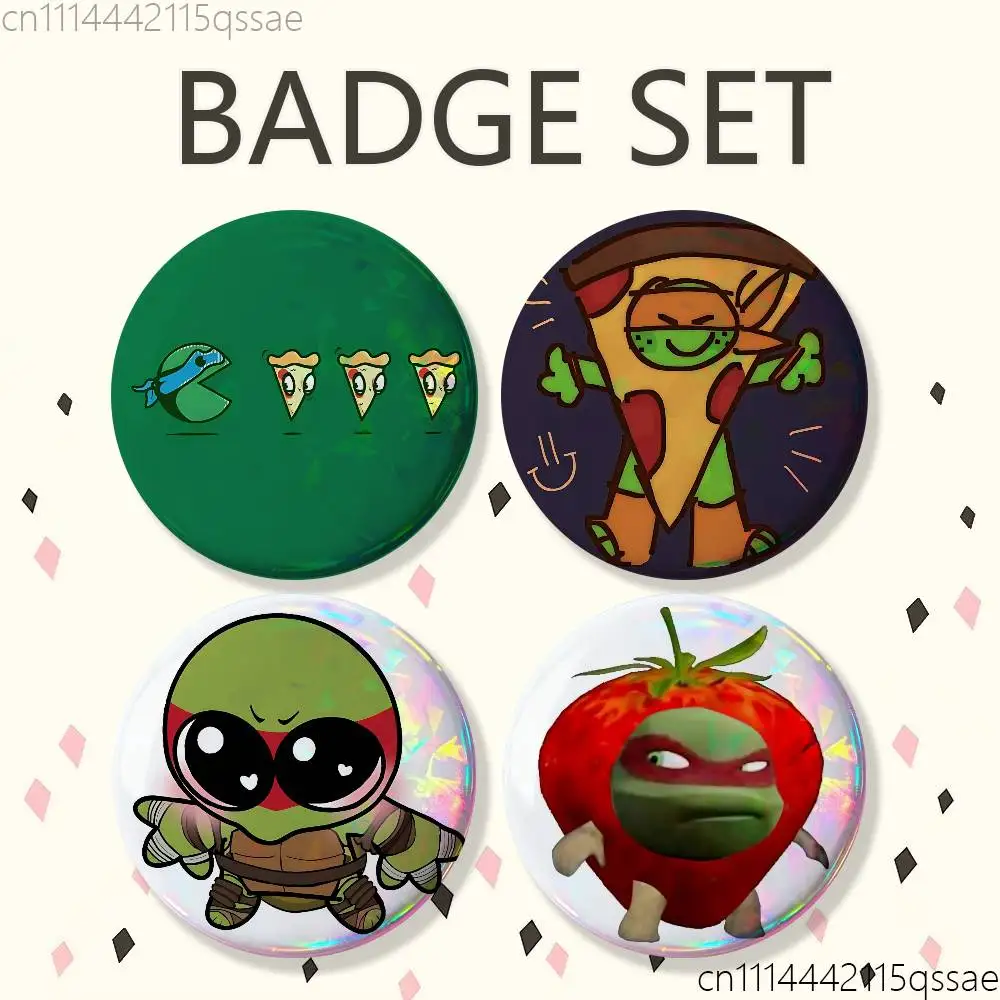 FOR TMNT Ninja Turtles 25mm 75mm 44mm 58mm 32m Coin Badges Personalized Handmade Round Brooches Pins Accessory