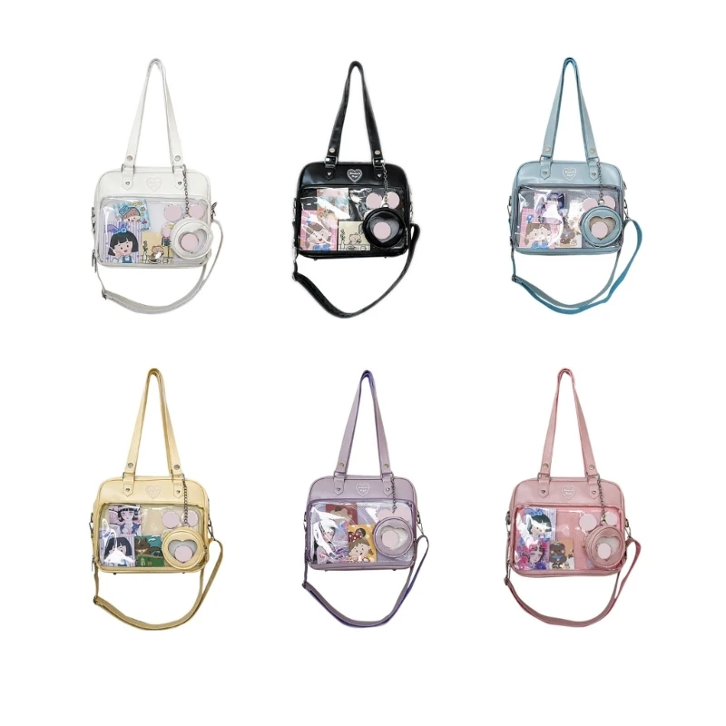 Japanese Harajuku Ita Bag for Women PU Transparent Pocket Itabag High School Girls Uniform JK Crossbody Shoulder Bag H9ED