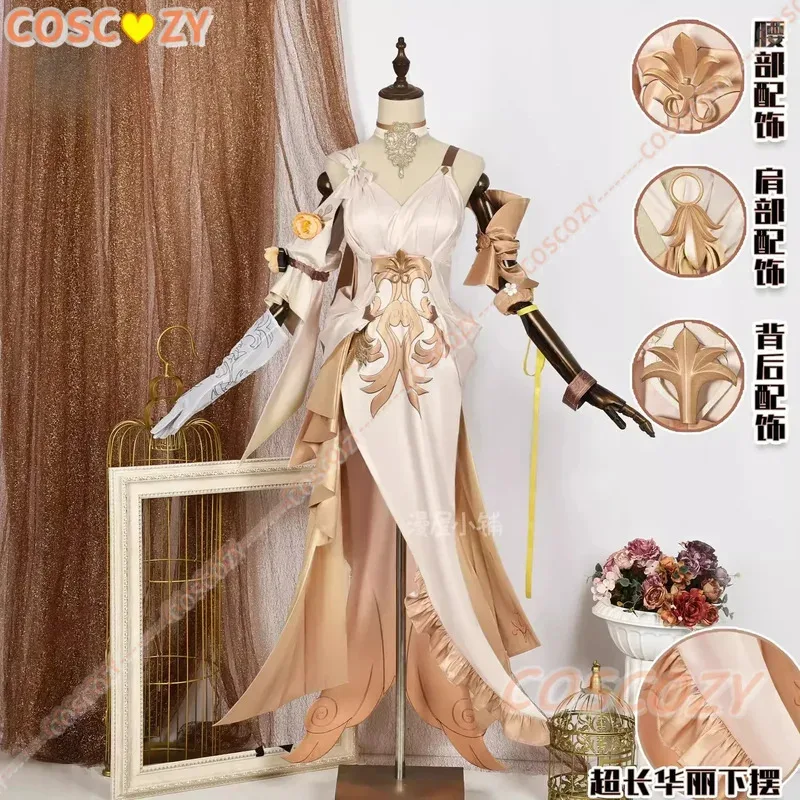 أزياء هوكاي ستار ريل أغلاوا التأثيرية، زي شعر مستعار ذهبي، زي تنكري للنساء والفتيات، مجموعة كاملة من أزياء حفلات الكرنفال