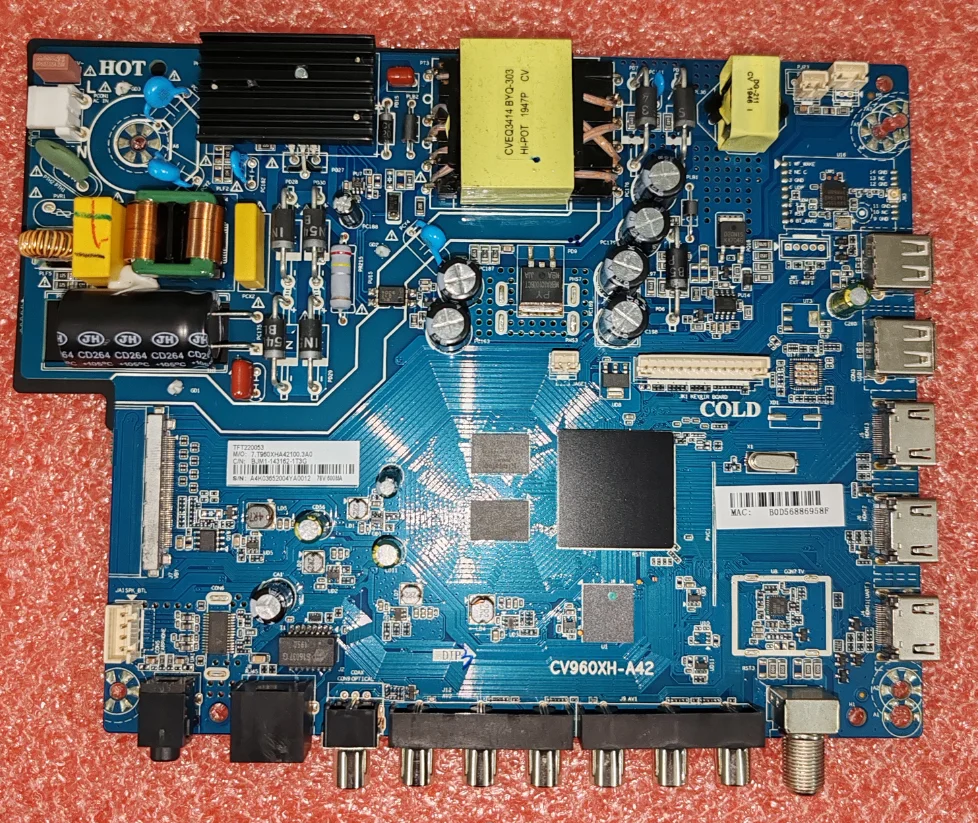 CV960XH-A42   4-core 4k Android 7.1 version WiFi TV motherboard, physical photo, tested well, backlight voltage 78v600ma