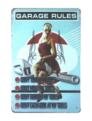 1 pcs,Garage Rules pin up sexy women tin metal sign garden reproductions