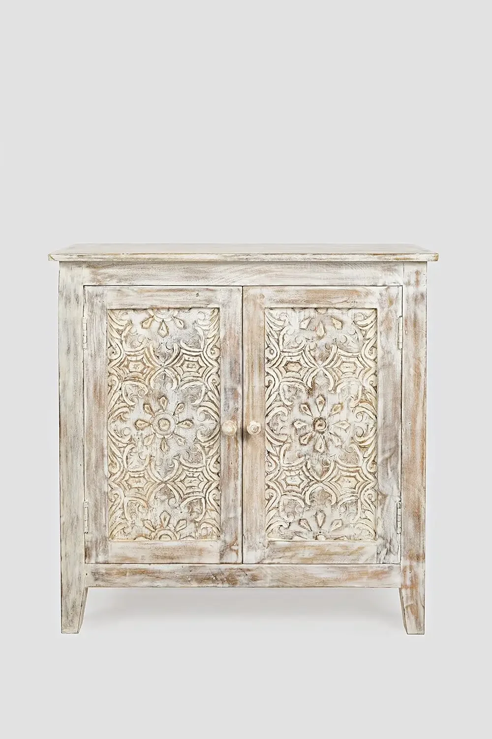 Global Archive Solid Mango Wood Hand Carved Accent Chest