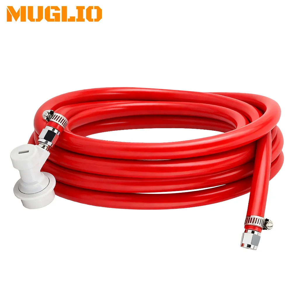 

Muglio 5/16" Ball Lock Beer Gas Line Assembly, PVC Hose with Swivel Nut for CO2 Gas Dispensing, Homebrew Keg Draft Beer System