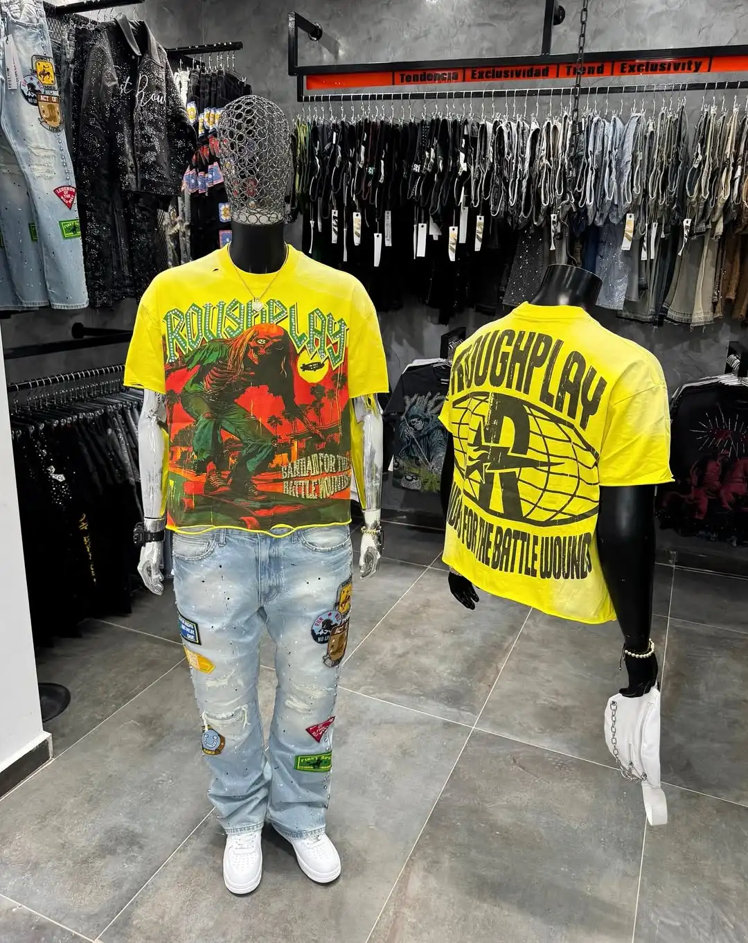 

Personality Humor Gothic Printed O-Neck Yellow Short-Sleeves Europe and America Classic Daily T-Shirts Loose Punk T-shirts