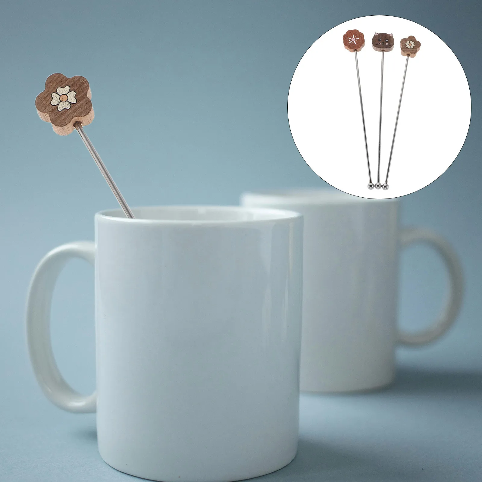 

3Pcs Vintage Coffee Stirrer Stainless Steel Reusable Swizzle Sticks Portable Metal Stir Sticks for Coffee Cocktails Travel