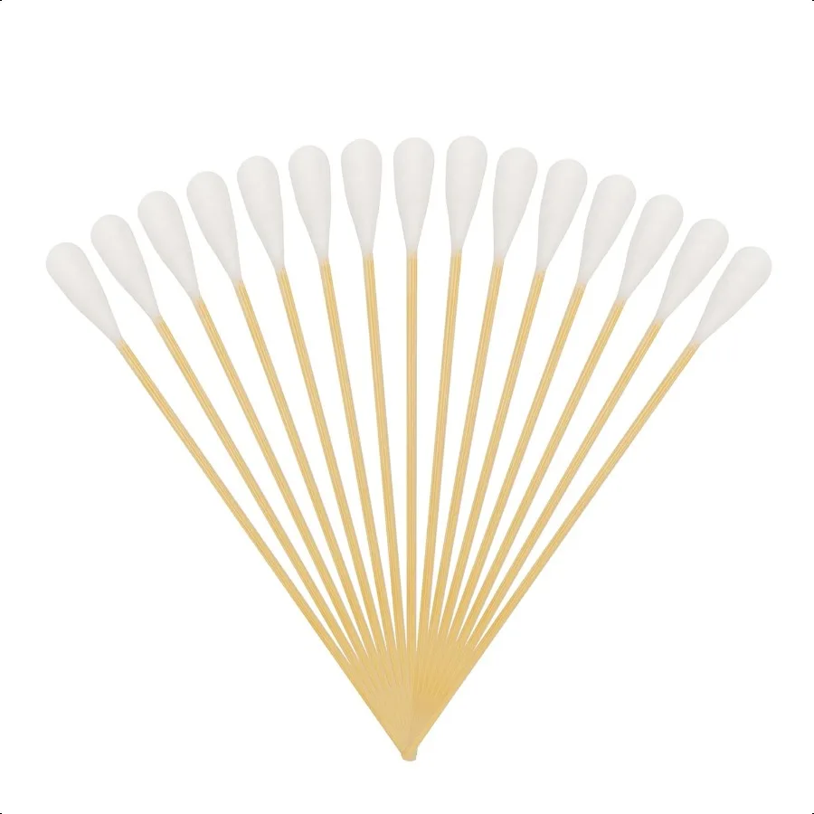 สำลีพันก้านยาว 6 นิ้ว ขนาดใหญ่ 100 ชิ้น ด้ามไม้ไผ่ สำหรับสัตว์เลี้ยง ทำความสะอาดปืน หรือแต่งหน้า