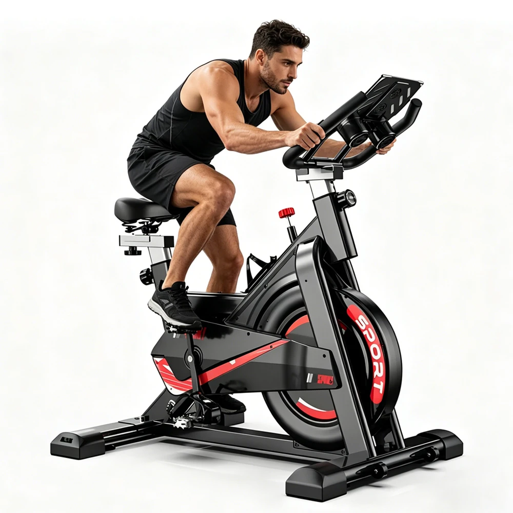 Bicicleta estática, bicicleta de ejercicio para interiores, resistencia ajustable y pantalla LCD, monitorización en… — oferta en AliExpress