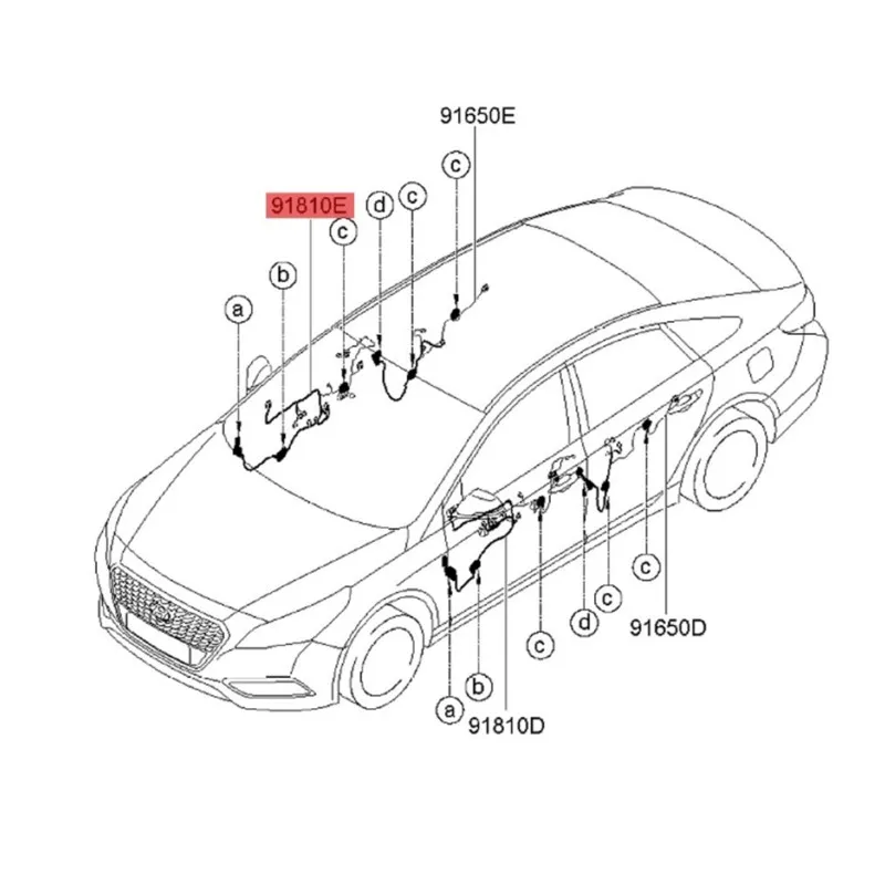 A20K-Front Door Passenger-Side Wiring Harness Assembly 91615-E5050 For Sonata 9Th Generation Gen