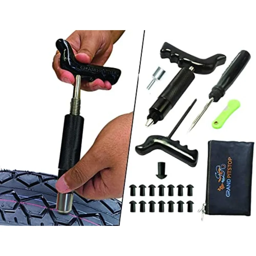 20 Pcs Tubel Tire Puncture Repair Kit with Mushroom Plug for Tyre Punctures and Flats on Cars, Motorcycles, ATV, Trucks and Tra