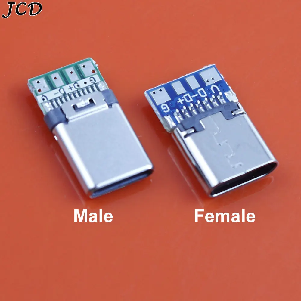 

JCD 5pc USB 3.1 type c Male Female Connector Jack 5A High Current USB Plug Electric Terminals Welding DIY Data Cable Support PCB